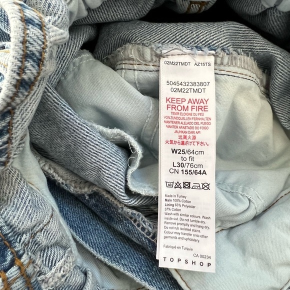 New TOPSHOP Women's Topshop Paperbag High Waist Mom Jeans size 25 - Picture 8 of 10